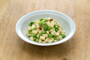 Stir-fried water bamboo shoot  and edamame, Chinese cuisine
