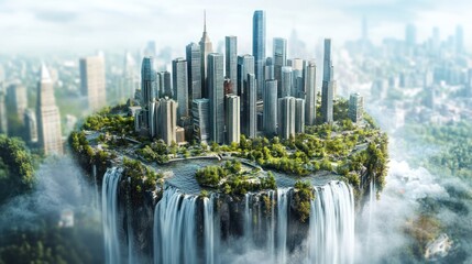 Naklejka premium Floating Cityscape