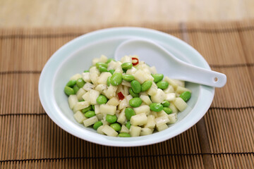 Stir-fried water bamboo shoot  and edamame, Chinese cuisine