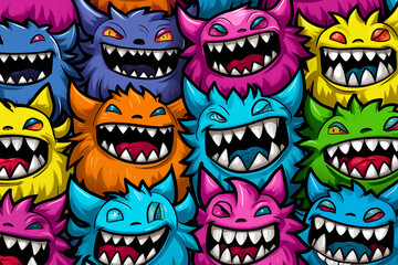 Obraz premium Whimsical Monsters - Generative AI