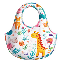 Colorful Animal Print Bib for Kids with Transparent Background