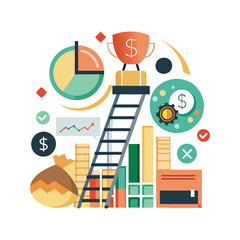 Business Growth Chart Flat Illustration. Finance Illustration clipart Vector Design