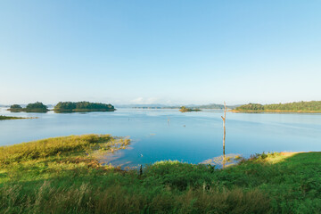 landscape of Khao Laem National Park in Kanchanaburi, Thailand.