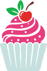 cartoon cupcake icon. vector illustration.