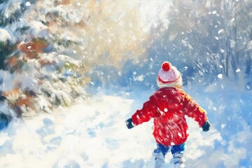 Child Enjoying Winter Fun in Snow