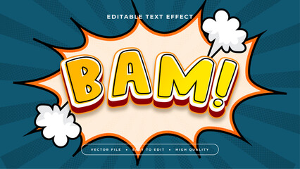 White Yellow and Blue Bam 3d Editable Text Effect - Font Style