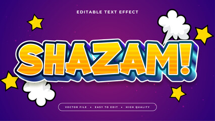 Orange Blue and Purple Violet Shazam 3d Editable Text Effect - Font Style