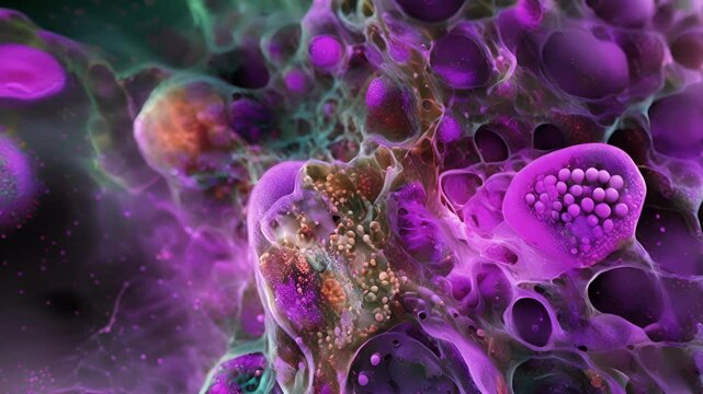 A microscopic view of a stem cell niche within the heart demonstrating the presence of specialized cells and growth factors that regulate the behavior and differentiation of cardiac