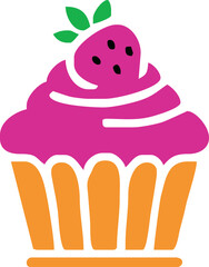 cartoon cupcake icon. vector illustration.