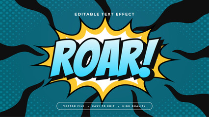 Obraz premium Blue Yellow and Black Roar 3d Editable Text Effect - Font Style