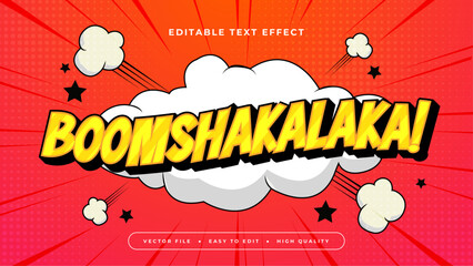 Red White and Yellow Boom Shakalaka 3d Editable Text Effect - Font Style © QalamVision