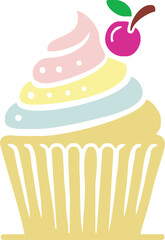 cartoon cupcake icon. vector illustration.