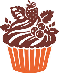 cartoon cupcake icon. vector illustration.
