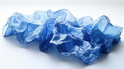 Obraz premium crumpled blue plastic bottle isolated on a pure white background, emphasizing its texture and form, a striking visual commentary on recycling and environmental awareness