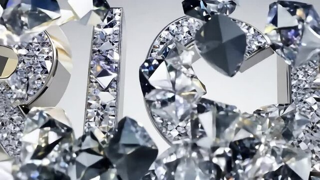 An animated lettering of the word Rich as a background of sparkling diamonds.