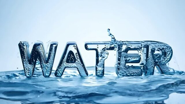 An animated lettering of the word Water as a background consisting of crystal clear clean water.