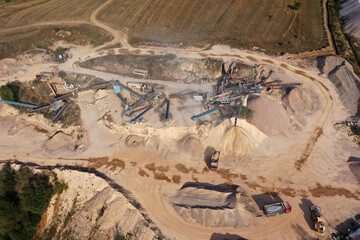Aerial view of stone jaw crusher plant