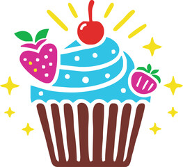 cartoon cupcake icon. vector illustration.