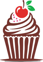 cartoon cupcake icon. vector illustration.