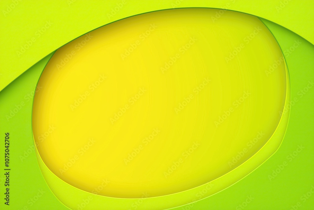 Poster vibrant green abstract shapes with a yellow center, creating a fresh and modern feel