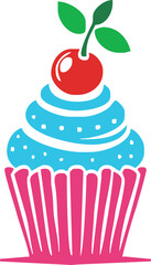 cartoon cupcake icon. vector illustration.