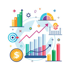 Business Growth Chart flat Illustration. Finance Illustration clipart Vector Design