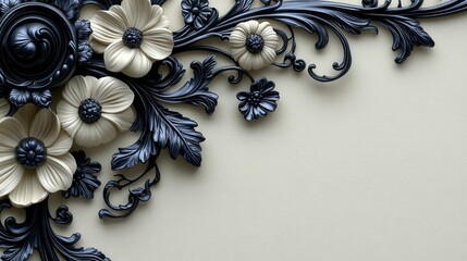 delicate thin line vintage corner design inspired by the victorian era, showcasing ornate patterns and a sophisticated black monogram frame to add a touch of elegance to any design