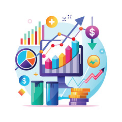 Business Growth Chart Flat Illustration. Finance Illustration clipart Vector Design