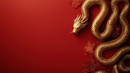 Obraz premium Chinese New Year Year of the Snake Background with Open Space for Text