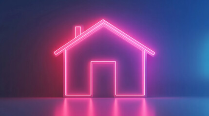 Remote Work Flexible Environment with Laptop and Home Icon 3D