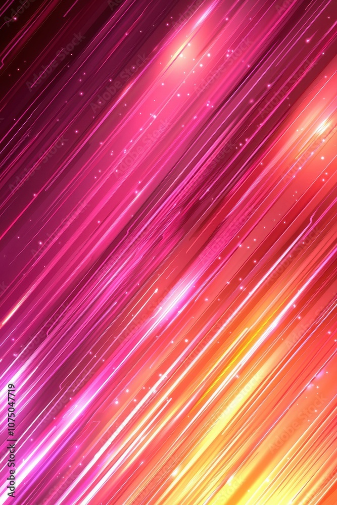 Wall mural Vibrant motion blur abstract background featuring dynamic pink and orange light streaks with shimmering particles, perfect for modern design projects.