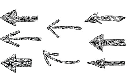 Flechas aisladas. Dibujo artístico hecho a mano. Vector. © Bittbrew