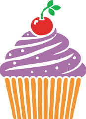 cartoon cupcake icon. vector illustration.