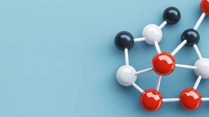 Obraz premium Abstract molecular structure on a blue background, illustrating chemical connections and scientific concepts in biology or chemistry.