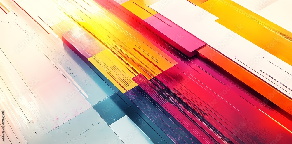 Poster Abstract geometric pattern with vibrant colors and dynamic lines.