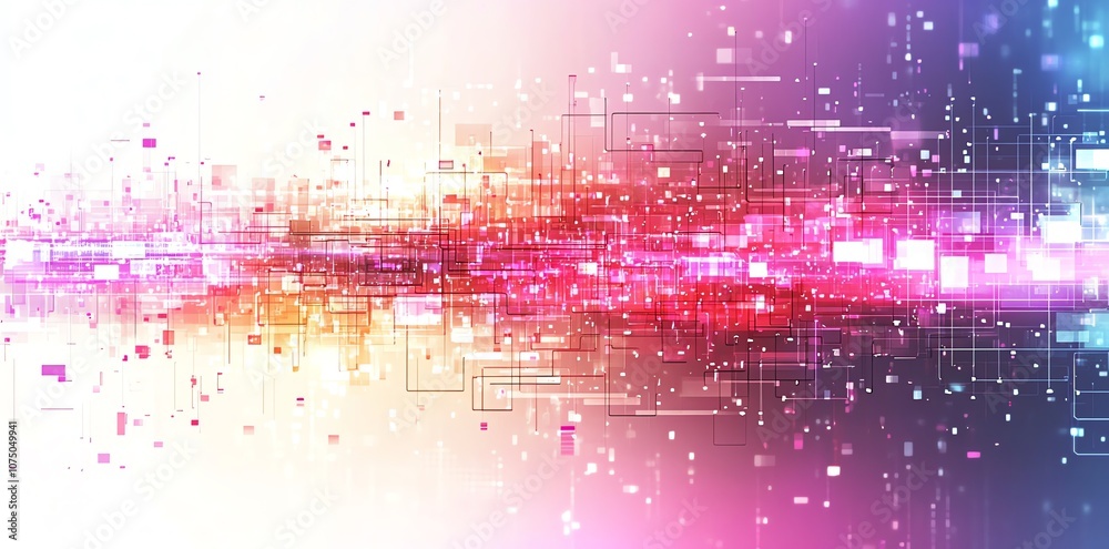 Poster abstract background with colorful glowing lights and lines, perfect for tech, data, or digital desig