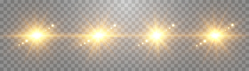 Vector transparent sunlight set, special lens flare effect. Light effects set, sun flash isolated on png
