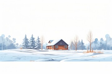 Fototapeta premium Winter cabin house architecture building outdoors.