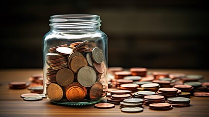A hand placing coins into a jar, representing saving money for future needs