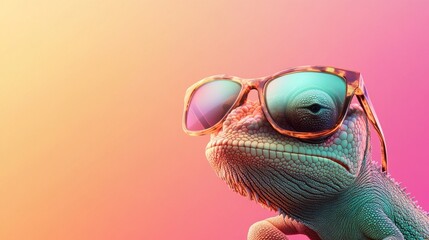 A lizard wearing sunglasses and a hat