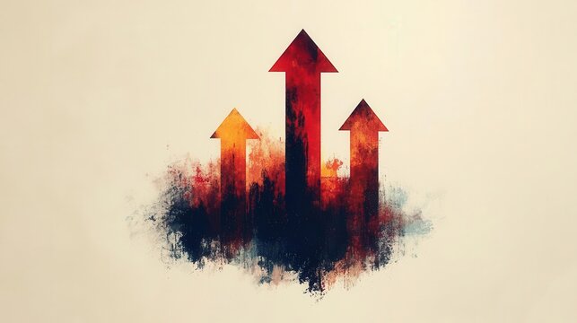 dynamic graphic representation of a rising arrow symbolizing progress and achievement in business, set on a crisp white background, exuding professionalism and ambition