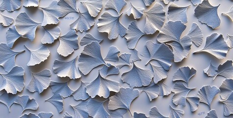 Fototapeta premium A monochromatic texture in the colors of jasny blue and florystylic blue, with a pattern reminiscent of tanned paper. A cyanotype of the design suitable for printing on ceramic clay, tablecloths, and