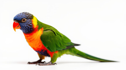 Vibrant Parrot Close-Up Photography on White Background - Perfect for Tropical Wildlife and Nature Themes