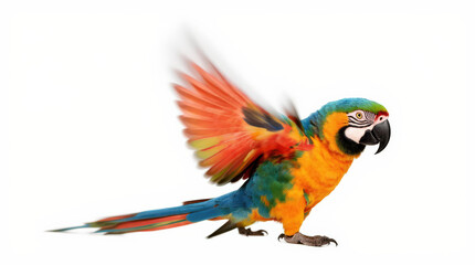 Obraz premium Vibrant Parrot Close-Up Photography on White Background - Perfect for Tropical Wildlife and Nature Themes