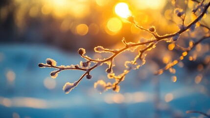 Golden Winter Sunset Background for Product Promotion