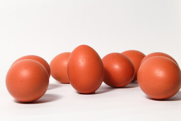 Chicken eggs on isolated white background