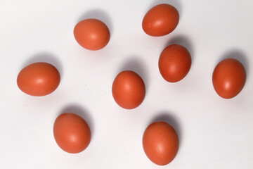 Chicken eggs on isolated white background