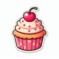 Cupcakes clip art stickers on white isolated background