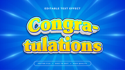 Yellow White and Purple Violet Congratulations 3d Editable Text Effect - Font Style