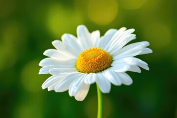 Fototapeta premium Daisy petals in close-up detail surrounded by green nature